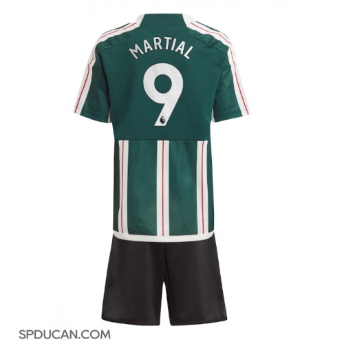 Dječji Nogometni Dres Manchester United Anthony Martial #9 Gostujuci 2023-24 Kratak Rukav (+ Kratke hlače)